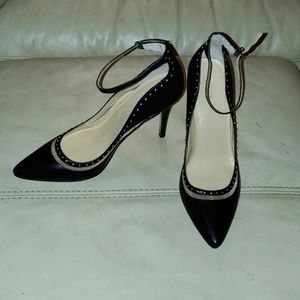 Size 10 Black heels with gold studs